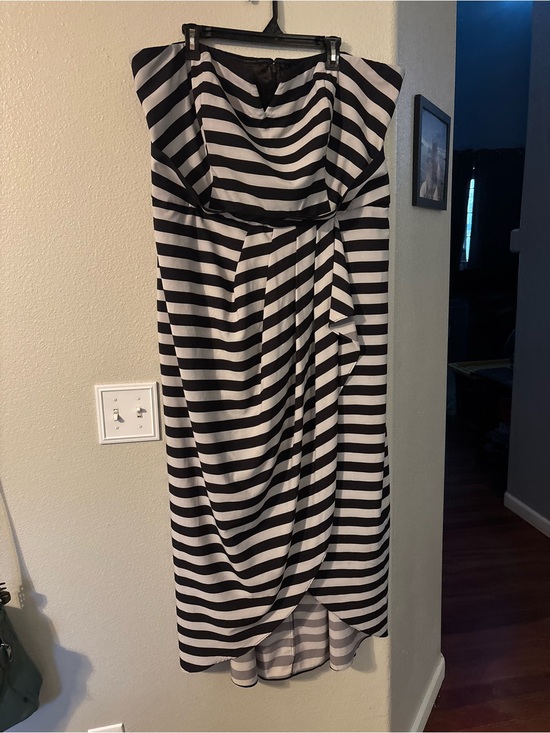 City Chic Dresses & Skirts - City Chic Striped Strapless Tulip Midi Dress Black & White Plus Size